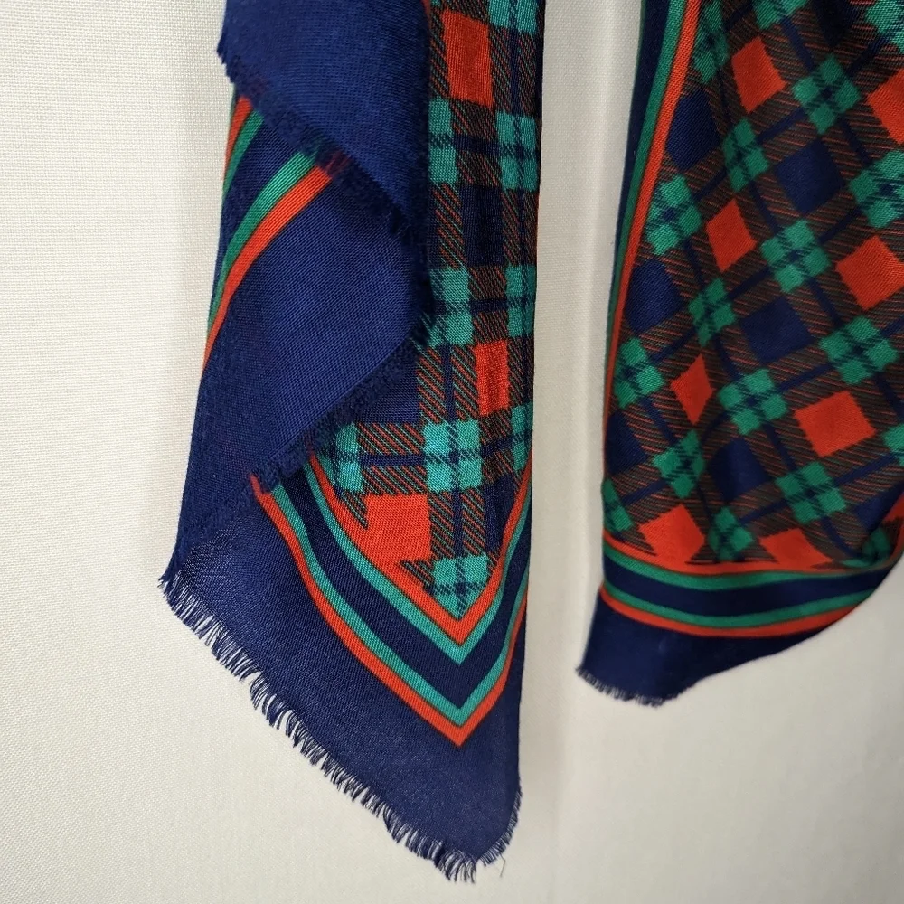 Blue Red‎ and Green Plaid Pattern Square Scarf